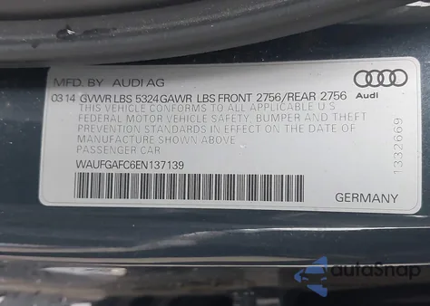 2014 Audi A6 3.0T Premium Plus z USA, uszkodzony, nr VIN WAUFGAFC6EN137139